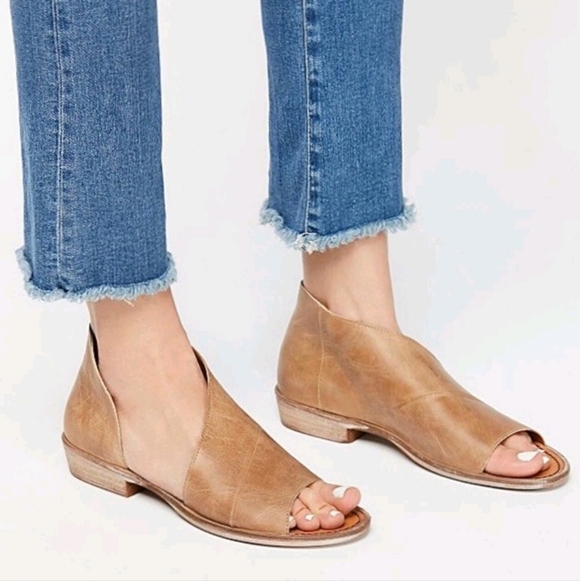 Free People Mont Blanc D’Orsays Sandal Shoe Brown Slip On Women's 7 US Flat - Picture 1 of 15